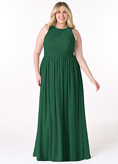 Azazie Harper Bridesmaid Dresses Dark Green A-Line Pleated Chiffon Dress image6