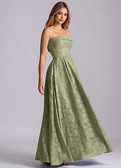 Azazie Lucienne Bridesmaid Dresses Pistachio A-Line Strapless Floral Burnout Dress image1