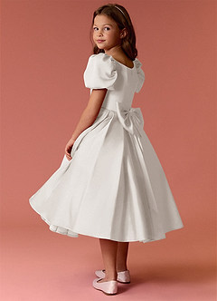 Barbie ♥ Azazie Flower Girl Dresses Diamond White Ball-Gown Sweetheart Neckline Stretch Satin Dress image5