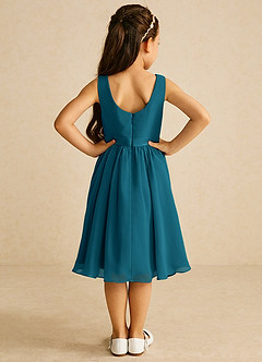 Azazie Ari Flower Girl Dresses Ink Blue A-Line Sleeveless Chiffon Dress image6