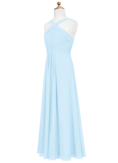 Azazie Anthea Junior Sky Blue Pleated Chiffon Dress image8