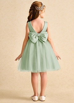 Azazie Jani Flower Girl Dresses Dusty Sage A-Line Bow Tulle Dress image1
