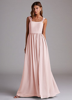 Azazie Calianna Bridesmaid Dresses Blushing Pink A-Line Off the Shoulder Chiffon Convertible Dress image4