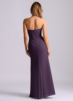 Azazie Debby Bridesmaid Dresses Plum Mermaid Strapless Chiffon Dress image2