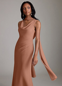 Azazie Linelle Bridesmaid Dresses Bronzer Mermaid Pleated Chiffon Dress image7