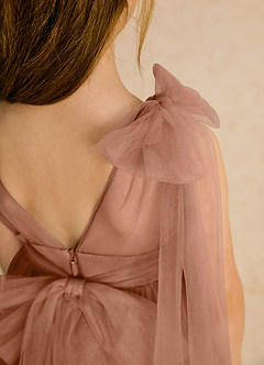 Azazie Dori Flower Girl Dresses Bronzer A-Line Ruched Tulle Dress image8