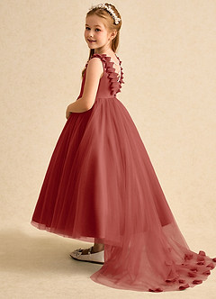 Azazie Lorita Flower Girl Dresses Terracotta A-Line Beaded Tulle Dress image3