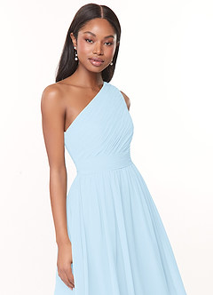 Azazie Katrina Bridesmaid Dresses Sky Blue A-Line One Shoulder Chiffon Dress image5