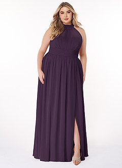 Azazie Iman Bridesmaid Dresses Plum A-Line A-Line Ruched Chiffon Dress image8