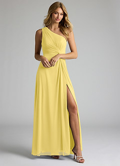 Azazie Brooke Šaty pre družičky A-Line Jedno rameno Sieťovina Dĺžka podlahy Šaty image1