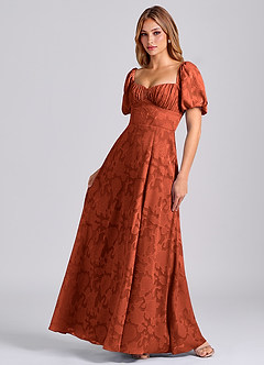 Azazie Mirian Suknie dla druhen Linia A Dekolt w kształcie serca Kwiatowe wypalenie Do ziemi Sukienka image3