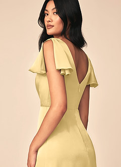Azazie Soren Robes de demoiselle d'honneur Robe Trapèze en Satin extensible Plissée Beurre image5