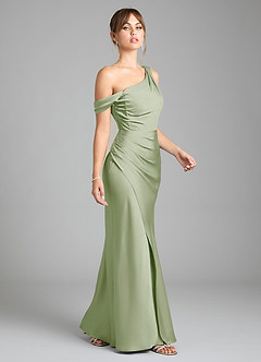 Azazie Madelyn Bridesmaid Dresses Dusty Sage Mermaid One Shoulder Stretch Satin Convertible Dress image5