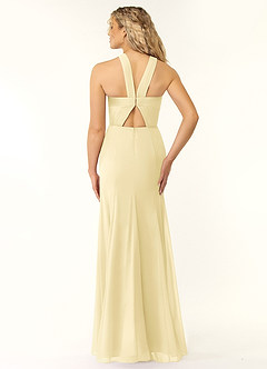 Azazie Rue Robes de demoiselle d'honneur Robe Trapèze en Mousseline de soie Dos nu Sorbet Citron image2