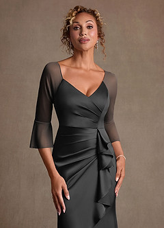 Azazie Nampa Klänningar till brudens mor Klä Tubklänning i Maska Plisserad Svart image5