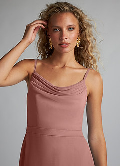 Azazie Summer Bridesmaid Dresses Cedar Rose Mermaid Scoop Cowl Chiffon Dress image5