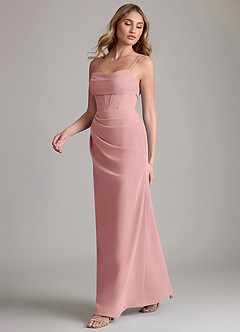 Azazie Mai Bridesmaid Dresses Dusty Rose Sheath Pleated Chiffon Dress image4