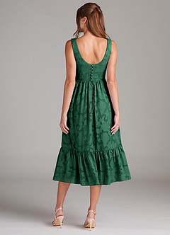 Azazie Alissa Robes de demoiselle d'honneur Robe Trapèze en Blumen-Burnout avec poches Vert Foncé image8