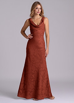 Azazie Rylina Brudtärnklänningar Klä av Sjöjungfru i Blommig Utbrändhet Terrakotta image4