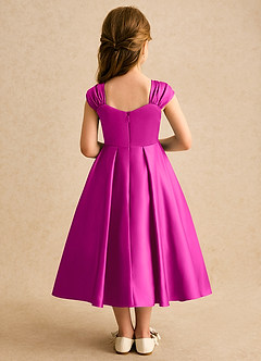 Azazie Yosemite Flower Girl Dresses Fuchsia Ball-Gown Sweetheart Neckline Matte Satin Dress image2