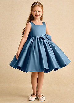 Azazie Jessie Flower Girl Dresses Bermuda A-Line Bow Matte Satin Dress image5