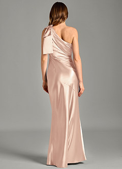 Azazie Yuanna Brudtärnklänningar Klä av Sjöjungfru i Metallisk satin Ena axeln Engelsk Ros image6