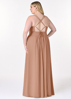 Azazie Farren Bridesmaid Dresses Champagne Rose A-Line Pleated Chiffon Convertible Dress image11