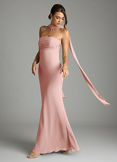 Azazie Saylor Brudtärnklänningar Klä av Sjöjungfru i Chiffong Axelbandslös Rosett image8