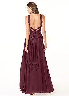 Azazie Dionne Bridesmaid Dresses Cabernet A-Line Corset Chiffon Dress image2