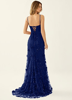 Iliana Navy Blue 3D Flower Beaded Corset Dress image7