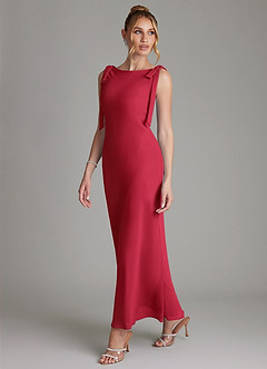 Azazie Luddie Brudtärnklänningar Klä av Sjöjungfru i Chiffong Rosett Scharlakansrött image1