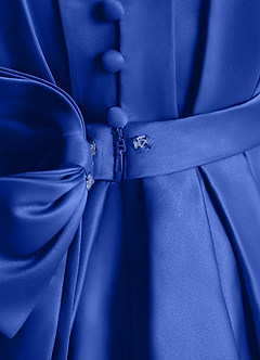 Azazie Miriam Abiti da Ragazza di Fiori Abito Principessa in Raso Opaco Plissettato Blu Reale image10