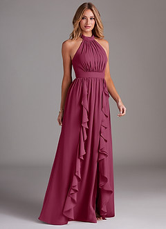 Azazie Avary Bridesmaid Dresses Mulberry A-Line Pleated Chiffon Dress image5