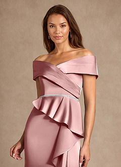 Azazie Dareia Mother of the Bride Dresses Dusty Rose Mermaid Off the Shoulder Stretch Satin Dress image9