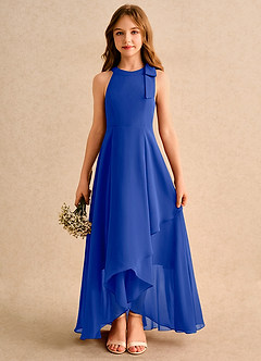 Azazie Boop Girls Formal Robe Demoiselle D'honneur Fillette Robe Trapèze en Mousseline de soie Arc Bleu Roi image1