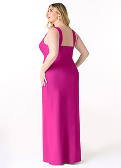 Azazie Denice Vestidos de damas de honor Vestido de Fucsia de Gasa de Corte Recto con Plisado image12