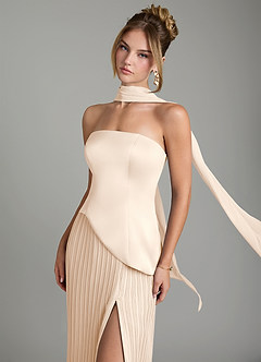 Azazie Tierney Bridesmaid Dresses White Alabaster A-Line Strapless Chiffon Convertible Dress image7