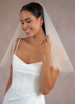 front Hezal Elbow Length Veil With Blusher