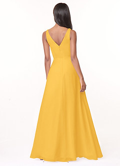 Azazie Nala Bridesmaid Dresses Marigold A-Line Pleated Chiffon Dress image2