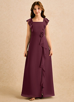 Azazie Soso Girls Formal Flower Girl Klänningar Klänning A-Line i Chiffong Plisserad image3