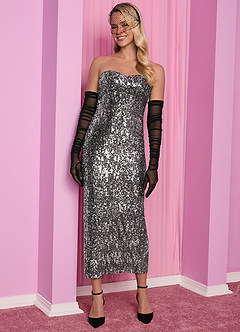 Barbie™ ❤ AZAZIE 4008 Strapless Sheath Sequin Dress image3