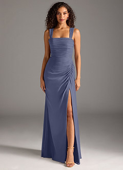 Azazie Jesaphine Bridesmaid Dresses Stormy Sheath Bow Chiffon Dress image5