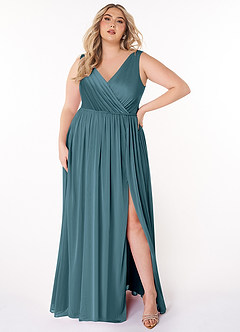 Azazie Tanicia Bridesmaid Dresses Bermuda A-Line V-Neck Pleated Mesh Dress image5