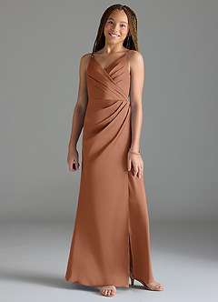 Azazie Maci Junior Klä av Sjöjungfru i Stretch Satin Plisserad image1