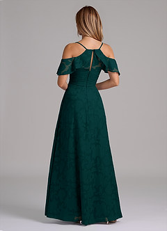 Azazie Dakota Bridesmaid Dresses Pine A-Line Off the Shoulder Floral Burnout Dress image2