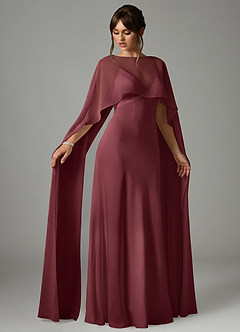 Azazie Stefania Robes de demoiselle d'honneur Robe Trapèze en Satin extensible Merlot image3