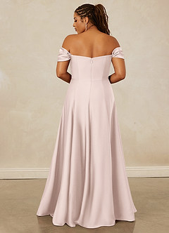 Christian Siriano Bridal for Azazie 1002 Bridesmaid Dresses Blushing Pink A-Line Off the Shoulder Stretch Satin Convertible Dress image16