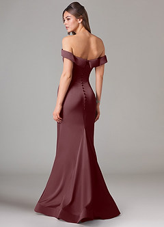 Azazie Everly Bridesmaid Dresses Sangria Mermaid Off the Shoulder Stretch Satin Convertible Dress image5