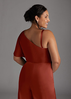 Azazie Hagretta Mother of the Bride Dresses Terracotta Jumpsuit/Pantsuit Stretch Satin Dress image11