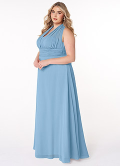 Azazie Fifi Jurken voor bruidsmeisjes Converteerbaar Jurk van Chiffon met A-Lijn Strapless Staal Blauw image15